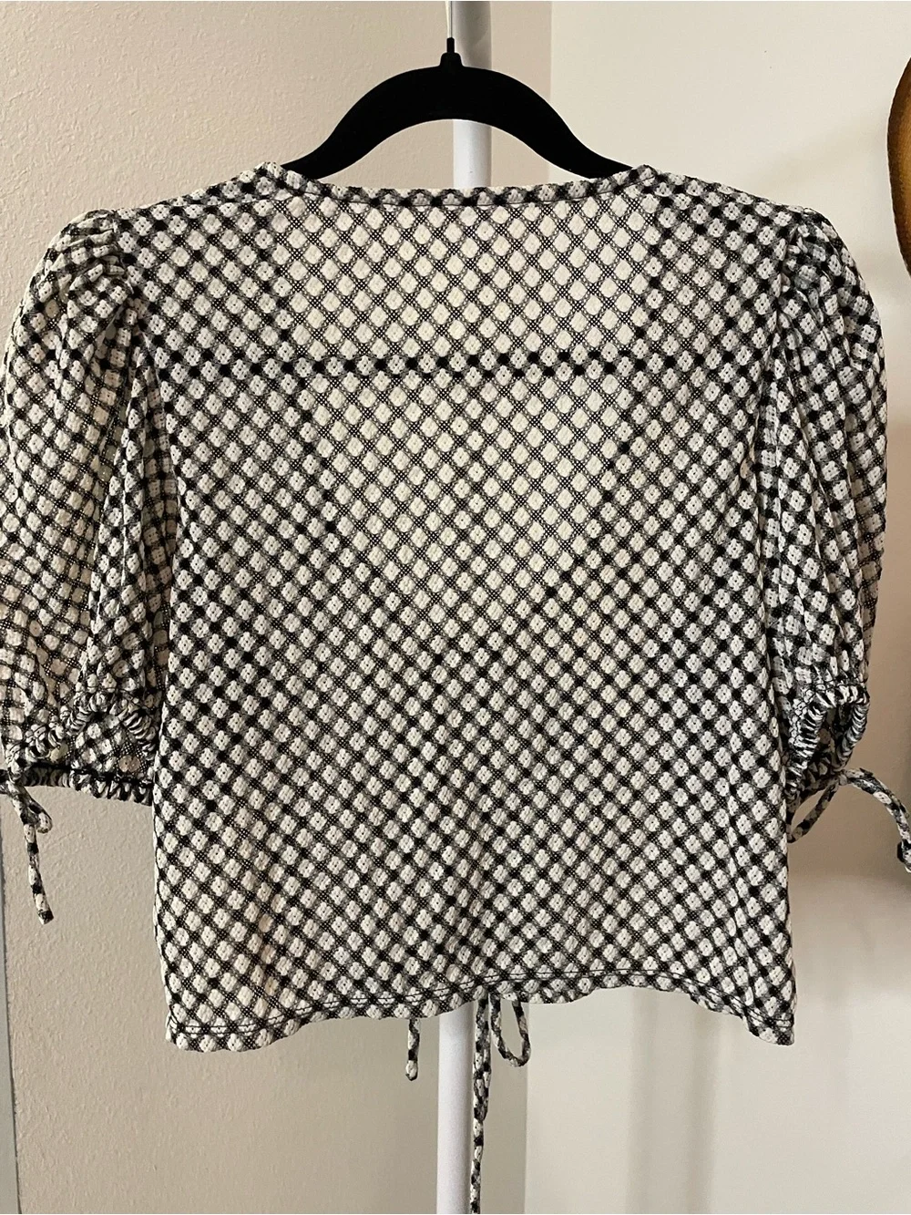 Free People Sweet Sun Black & White Lace-Up Cropped Blouse